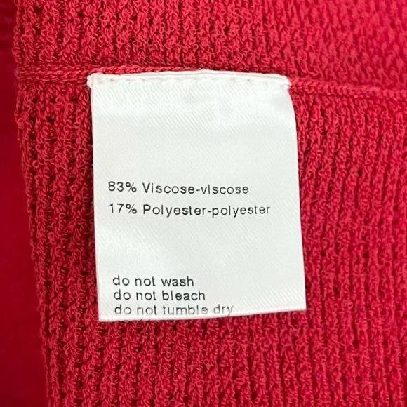 Akris Punto Pullover Sweater Top Size 16 Sleeveless Ribbed Cranberry Red Italy - Picture 8 of 9